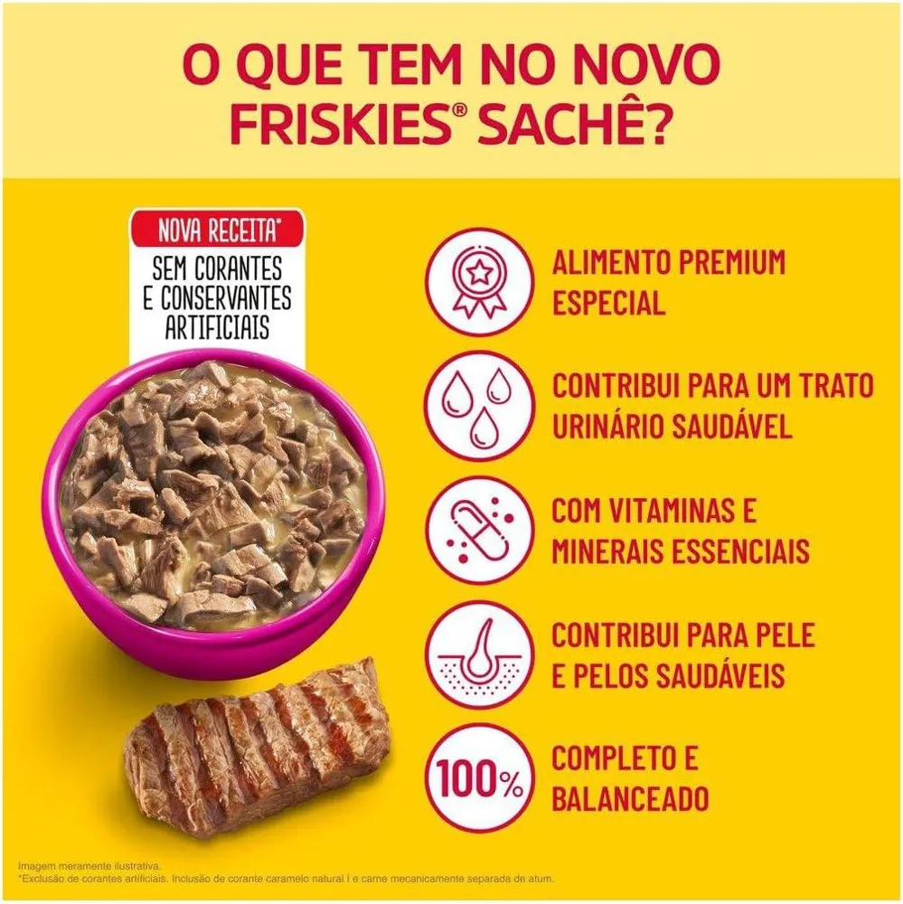 Pack Nestlé Purina Friskies Ração Úmida Para Gatos Adultos Carne Ao Molho - Com 15 Sachês 85g — foto 2