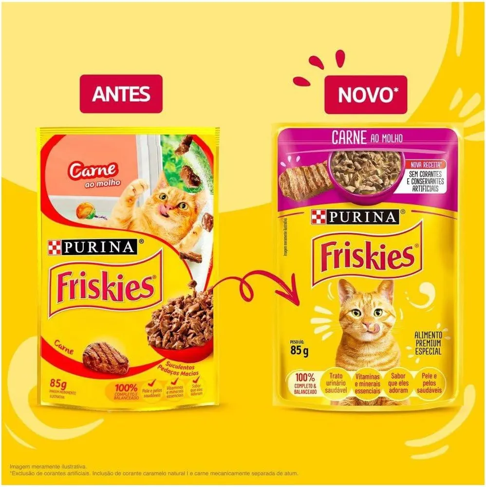Pack Nestlé Purina Friskies Ração Úmida Para Gatos Adultos Carne Ao Molho - Com 15 Sachês 85g — foto 4