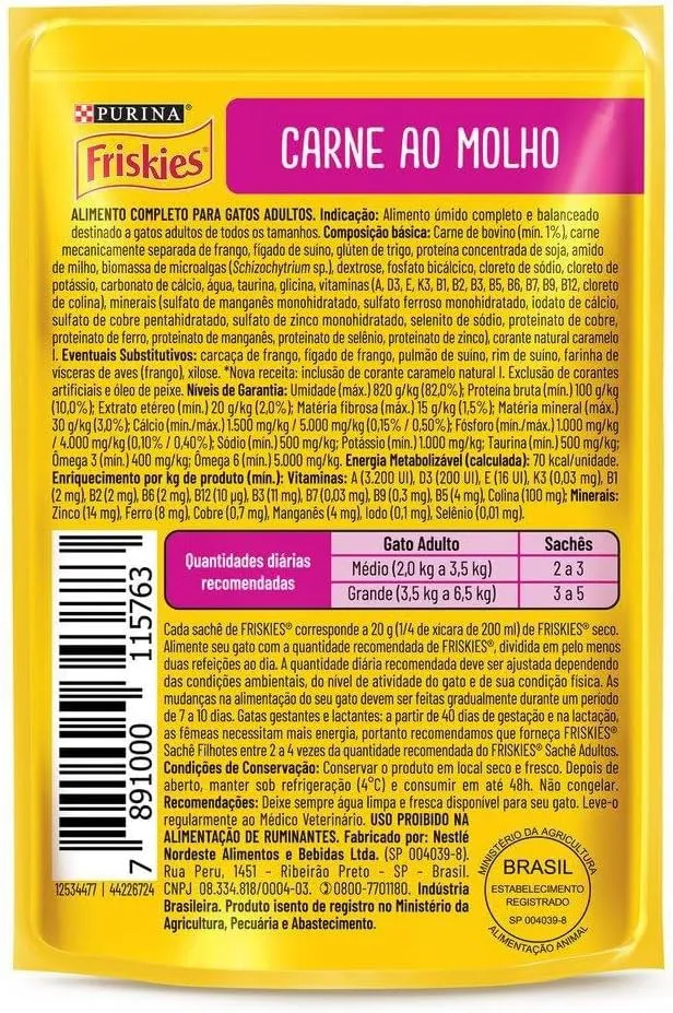 Pack Nestlé Purina Friskies Ração Úmida Para Gatos Adultos Carne Ao Molho - Com 15 Sachês 85g — foto 5