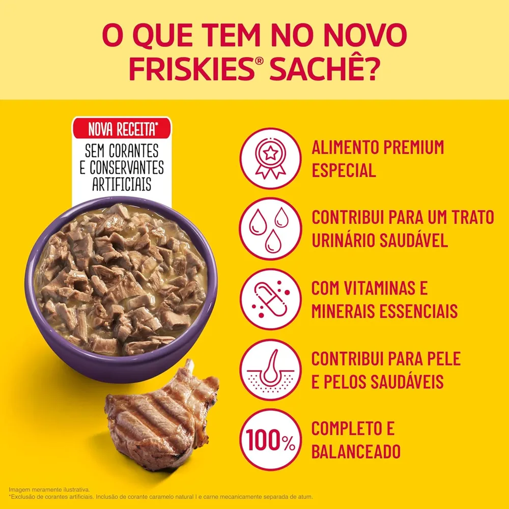 Pack Nestlé Purina Friskies Ração Úmida Para Gatos Adultos Cordeiro Ao Molho - Com 15 Sachês 85g — foto 3