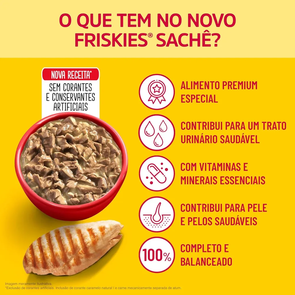 Pack Nestlé Purina Friskies Ração Úmida Para Gatos Adultos Frango Ao Molho - Com 15 Sachês 85g — foto 2