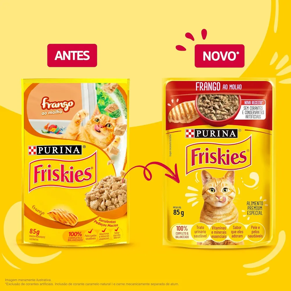 Pack Nestlé Purina Friskies Ração Úmida Para Gatos Adultos Frango Ao Molho - Com 15 Sachês 85g — foto 4