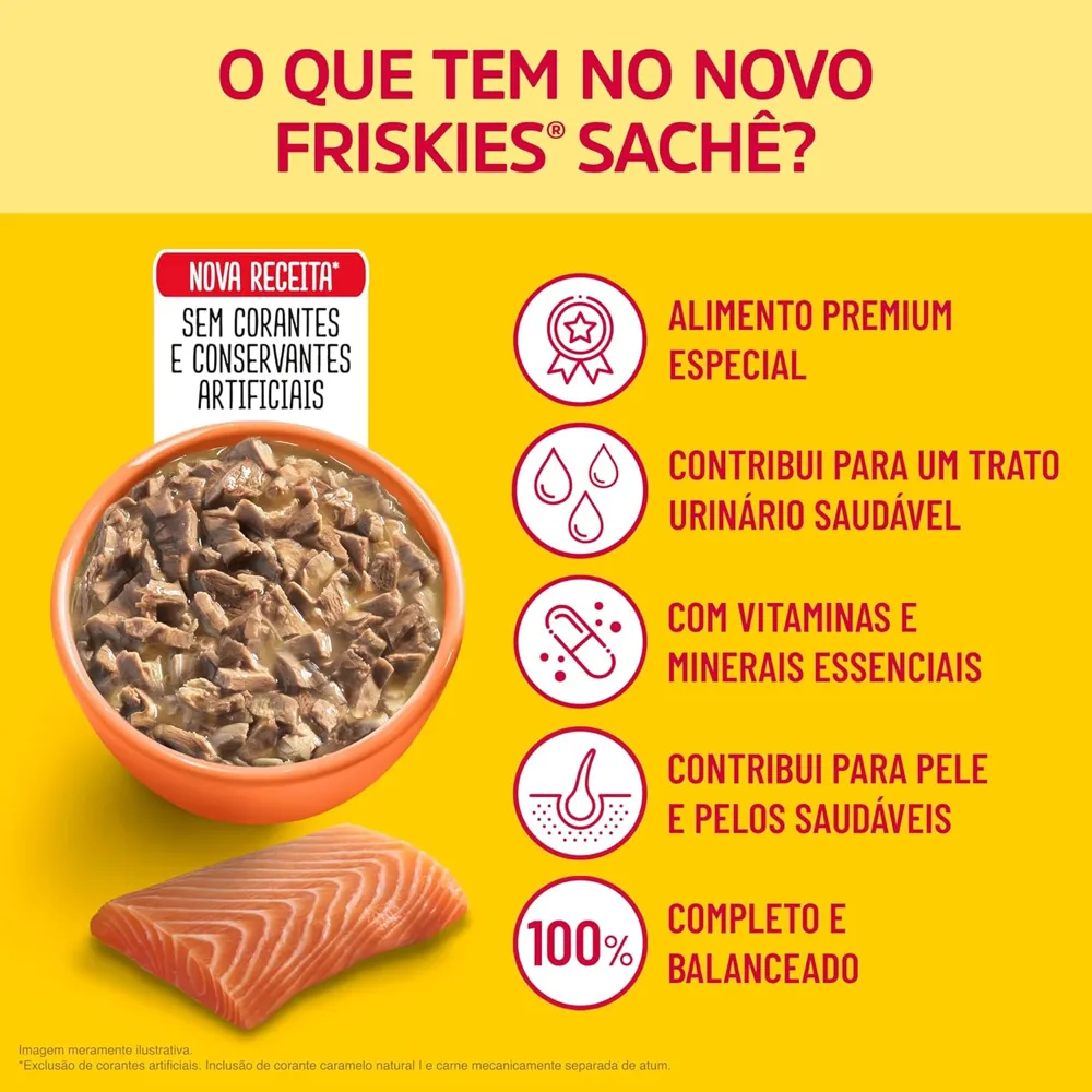 Pack Nestlé Purina Friskies Ração Úmida Para Gatos Adultos Salmão Ao Molho - Com 15 Sachês 85g — foto 2