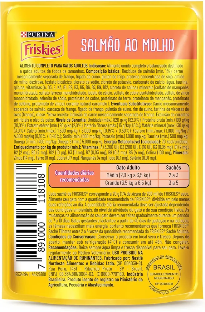 Pack Nestlé Purina Friskies Ração Úmida Para Gatos Adultos Salmão Ao Molho - Com 15 Sachês 85g — foto 3