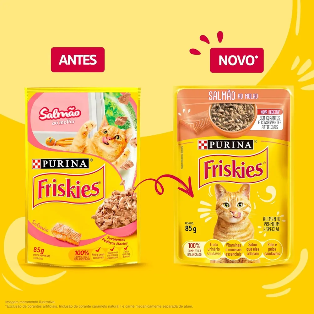 Pack Nestlé Purina Friskies Ração Úmida Para Gatos Adultos Salmão Ao Molho - Com 15 Sachês 85g — foto 4