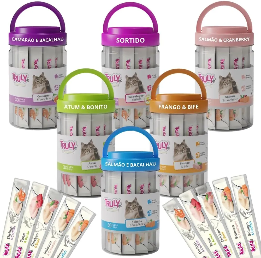 Petisco para Gato Truly Creamy Churu Cremoso Pote 30 Tubetes