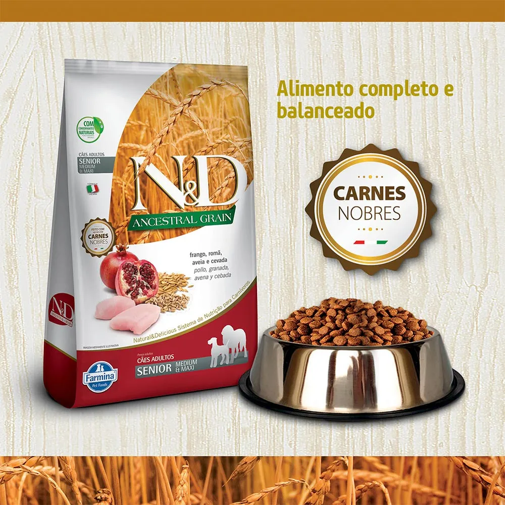 Ração Farmina N&D Ancestral Grain para Cães Sênior de porte Médio sabor Frango e Romã — foto 5