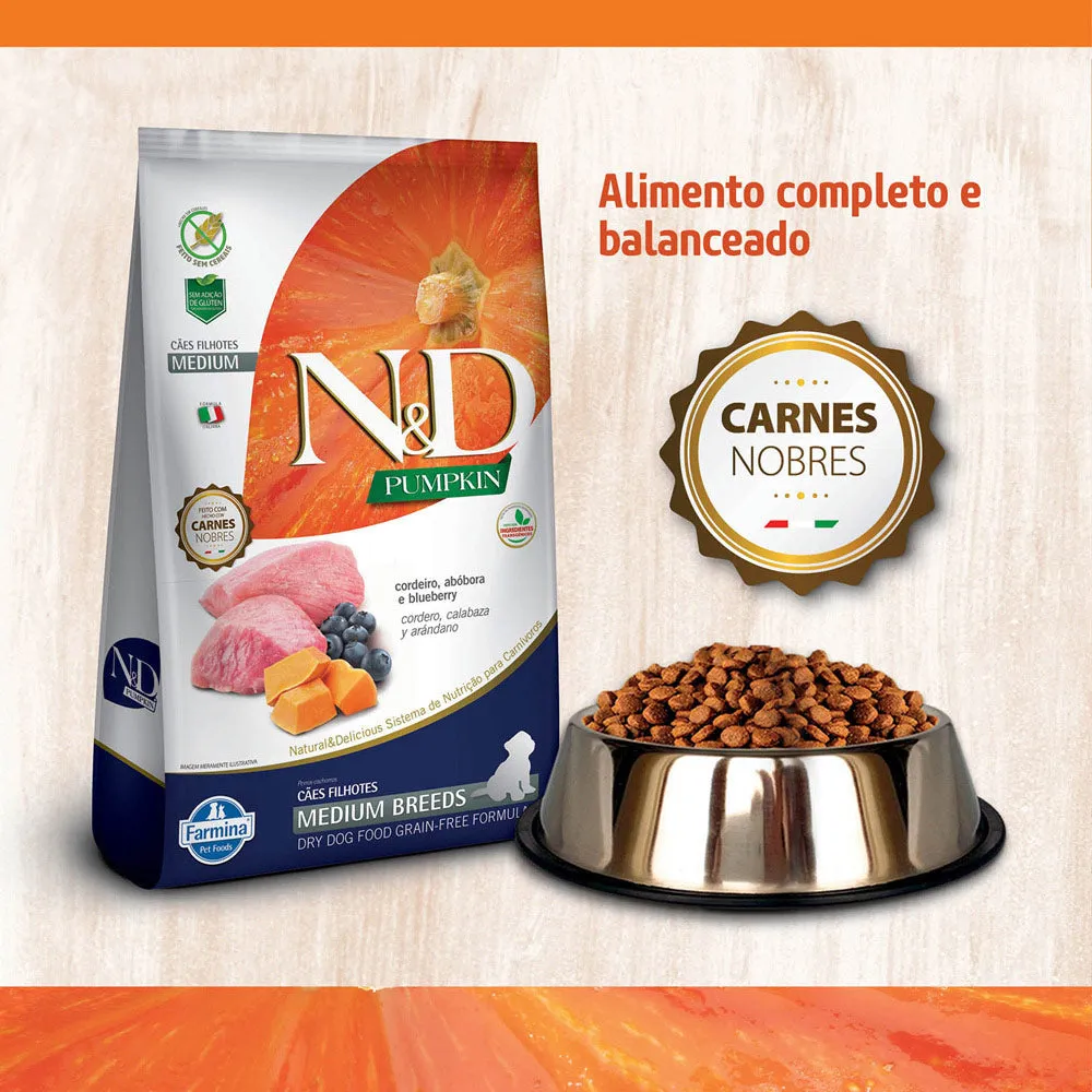 Ração N&D Pumpkin para Cães Filhotes Raças Média sabor Cordeiro, Abóbora e Blueberry 2,5kg — foto 5