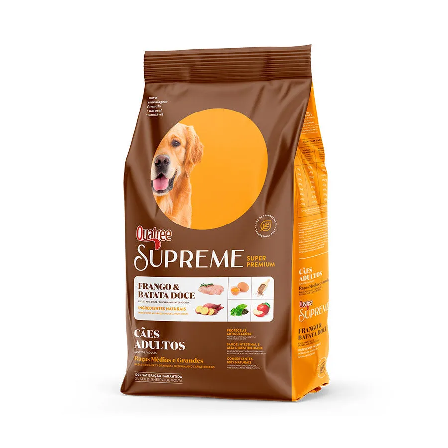 Ração Quatree Supreme para Cães Adultos de Porte Médio e Grande Sabor Frango e Batata Doce