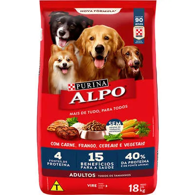 Ração Seca Nestlé Purina Alpo Carne, Frango, Cereais e Vegetais para Cães Adultos — foto 2