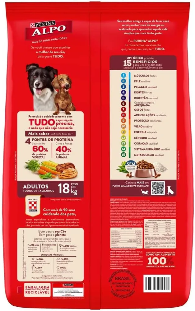 Ração Seca Nestlé Purina Alpo Carne, Frango, Cereais e Vegetais para Cães Adultos — foto 4
