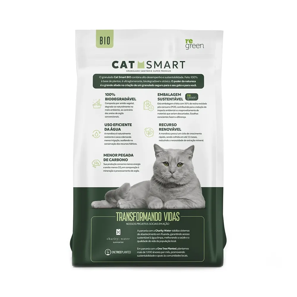 Areia Higiênica Cat Smart Bio Mandioca para Gatos Grãos Finos — foto 2