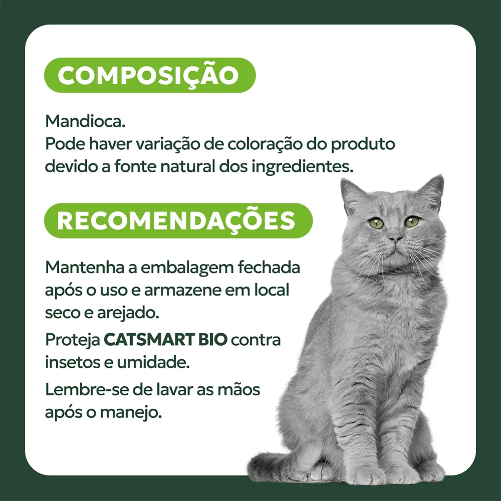 Areia Higiênica Cat Smart Bio Mandioca para Gatos Grãos Finos — foto 4