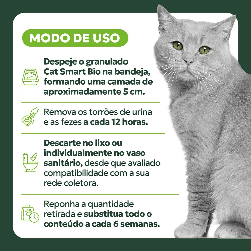 Areia Higiênica Cat Smart Bio Mandioca para Gatos Grãos Finos — foto 6
