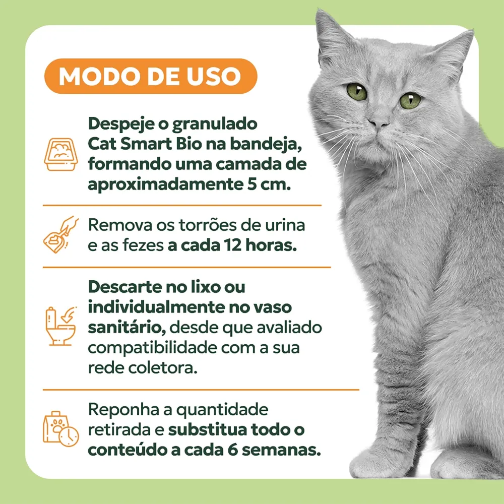 Areia Higiênica Cat Smart Bio Mandioca para Gatos Grãos Médios — foto 6