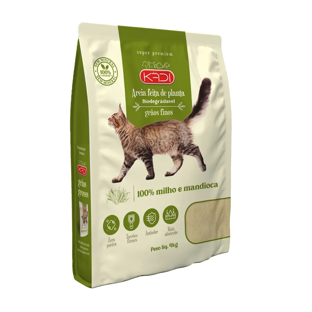 Areia Higiênica Kadi Biodegradável para Gatos Milho e Mandioca Grãos Finos — foto 3