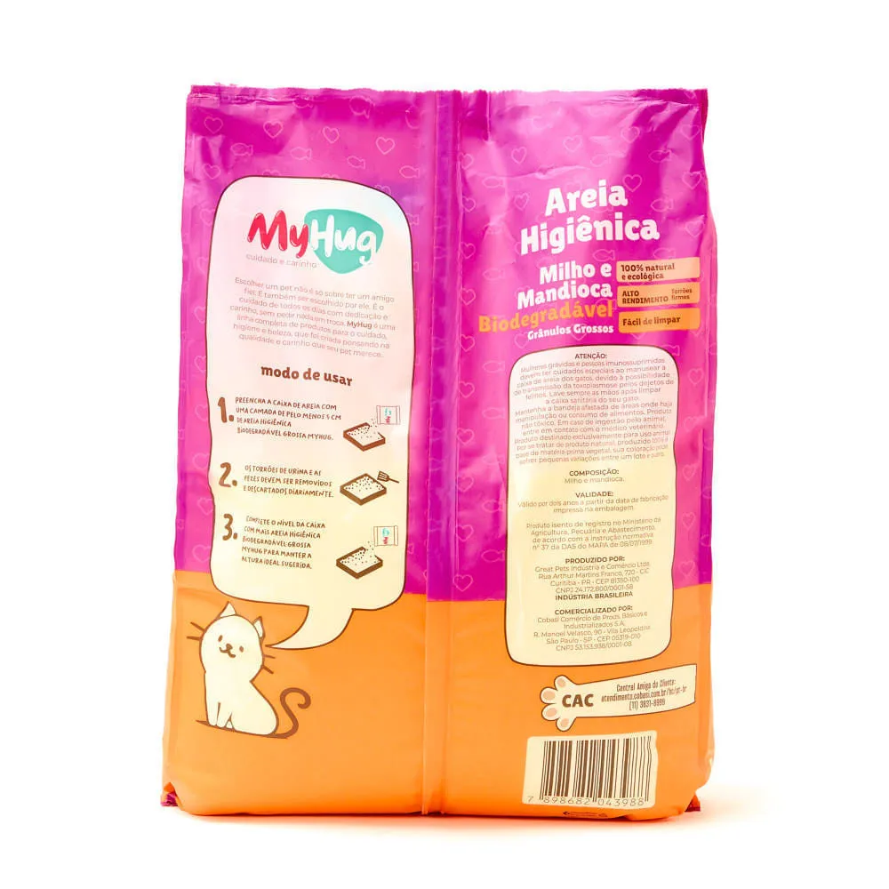 Areia Higiênica MyHug Biodegradável Milho e Mandioca Grânulos Grossos — foto 2
