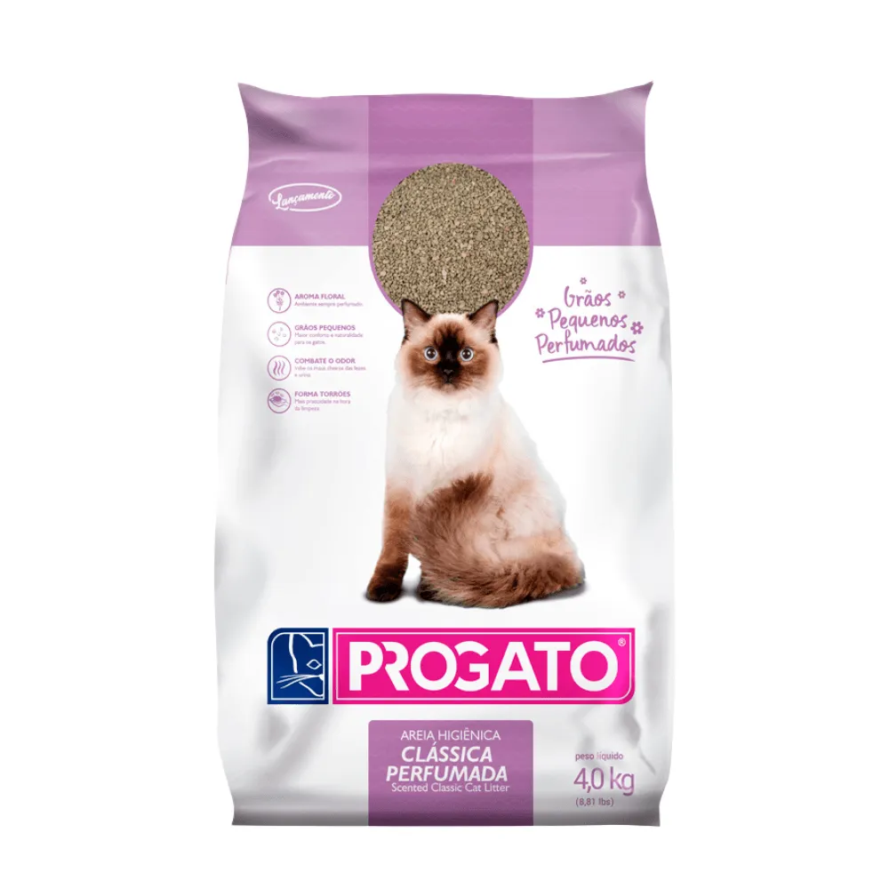 Areia Higiênica ProGato Grãos Pequenos Perfumada para Gatos - 4kg