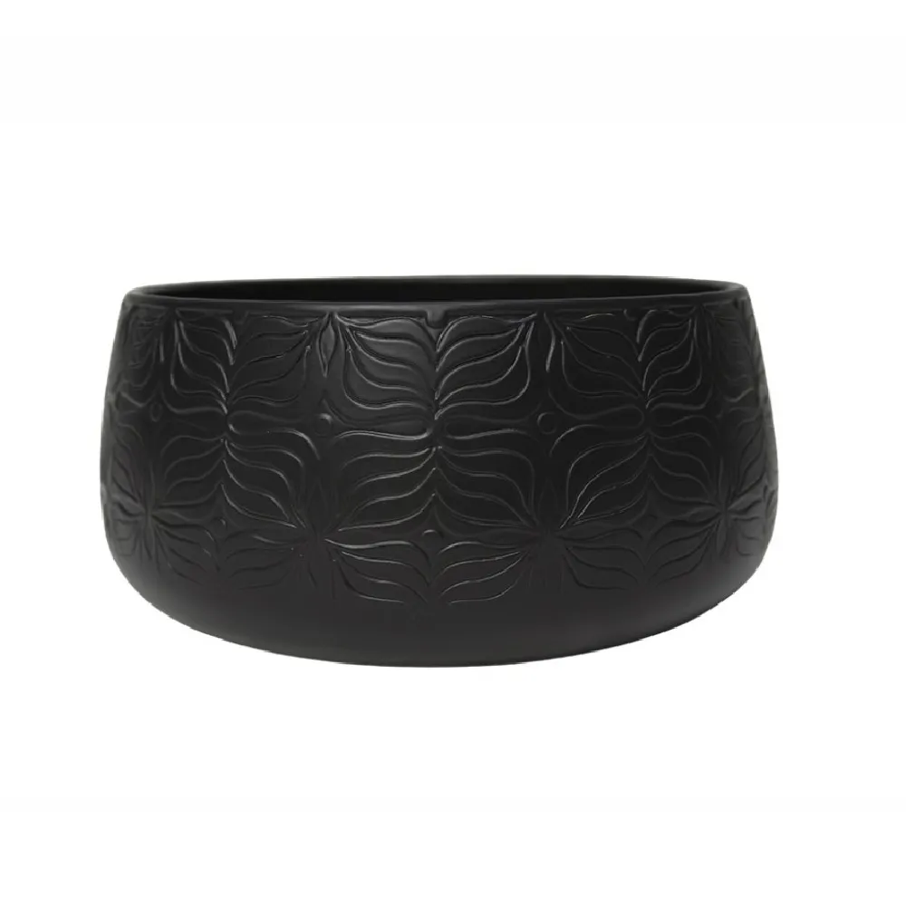 Bacia Bretagne Cerâmica Flor Ts Brasil Preto Fosco — foto 3