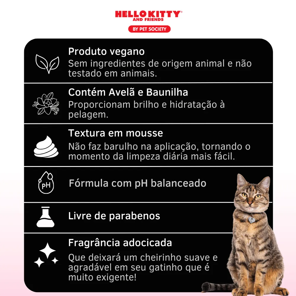 Banho a Seco Mousse Hello Kitty Chococat para Gatos — foto 2