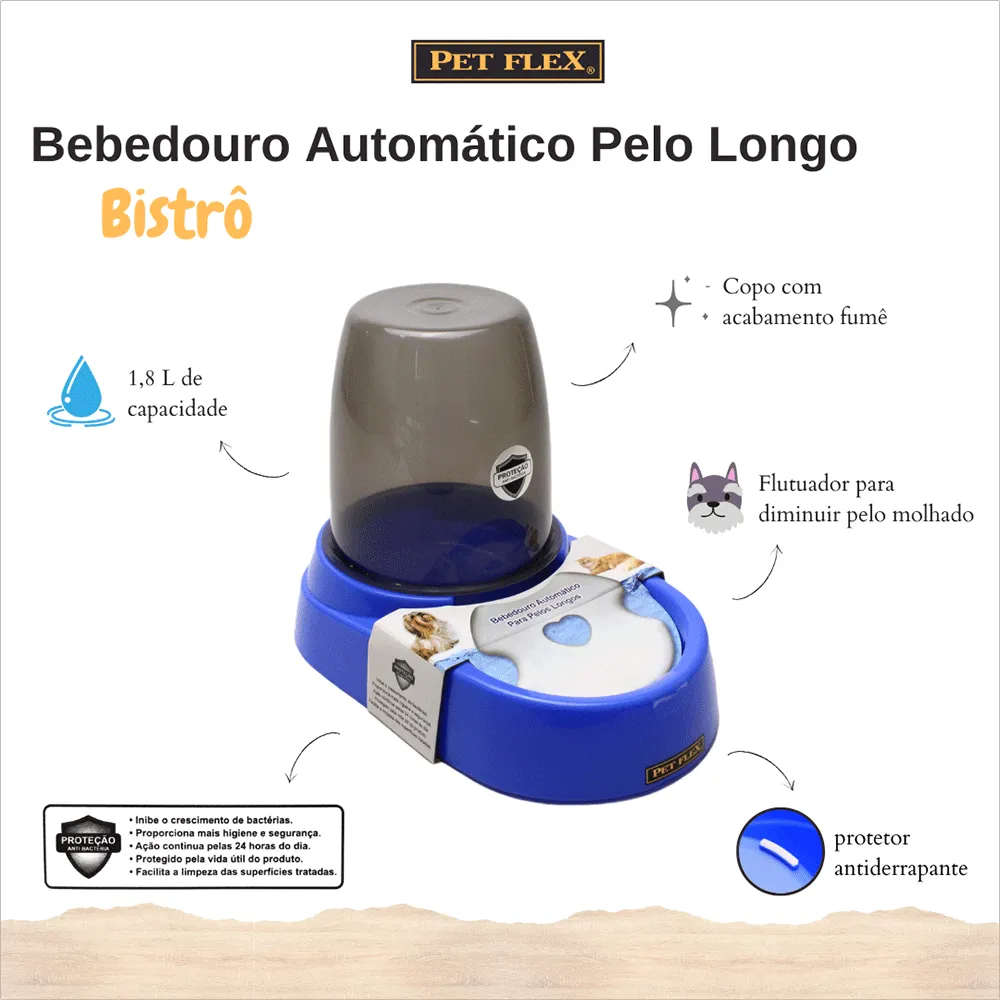 Bebedouro Automático Pelo Longo Pet Flex Rosa — foto 3