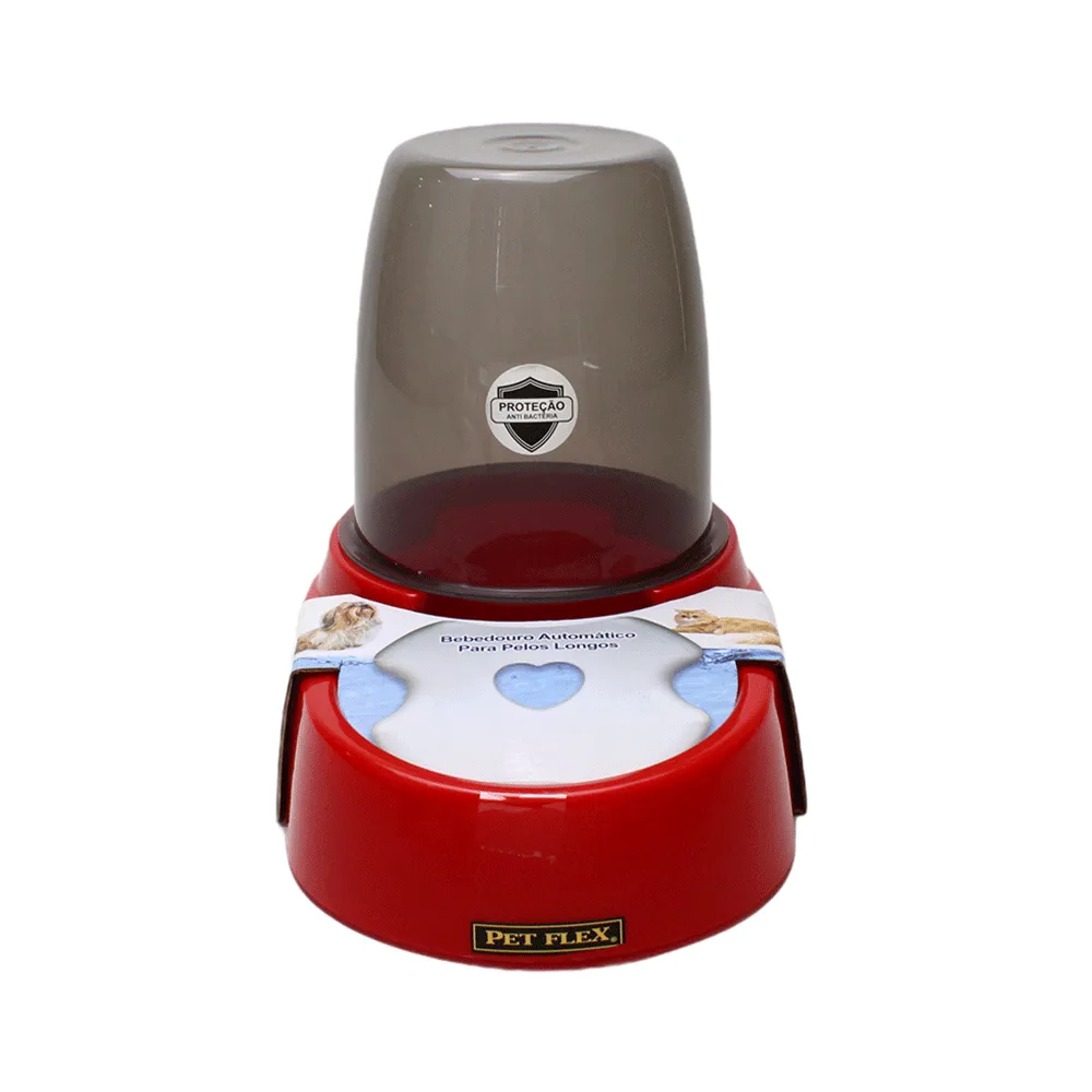Bebedouro Automático Pelo Longo Pet Flex Vermelho