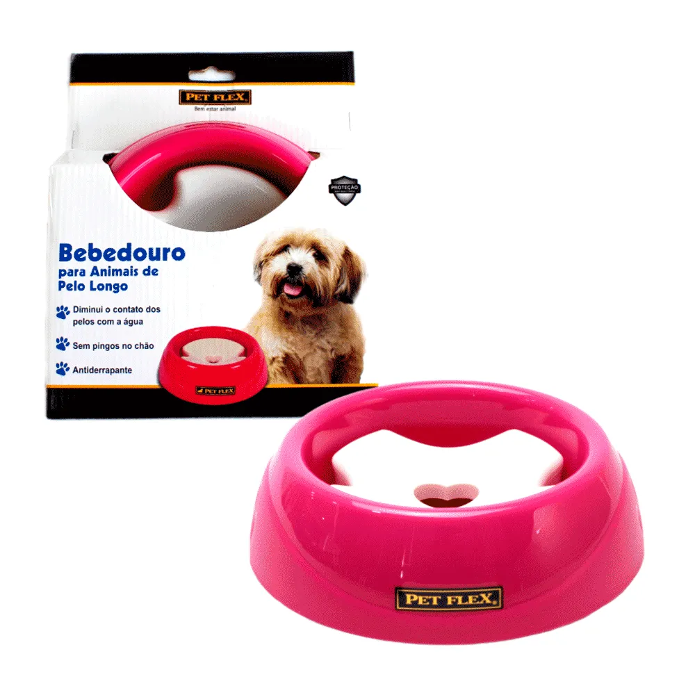 Bebedouro Pelo Longo Pet Flex Rosa — foto 3