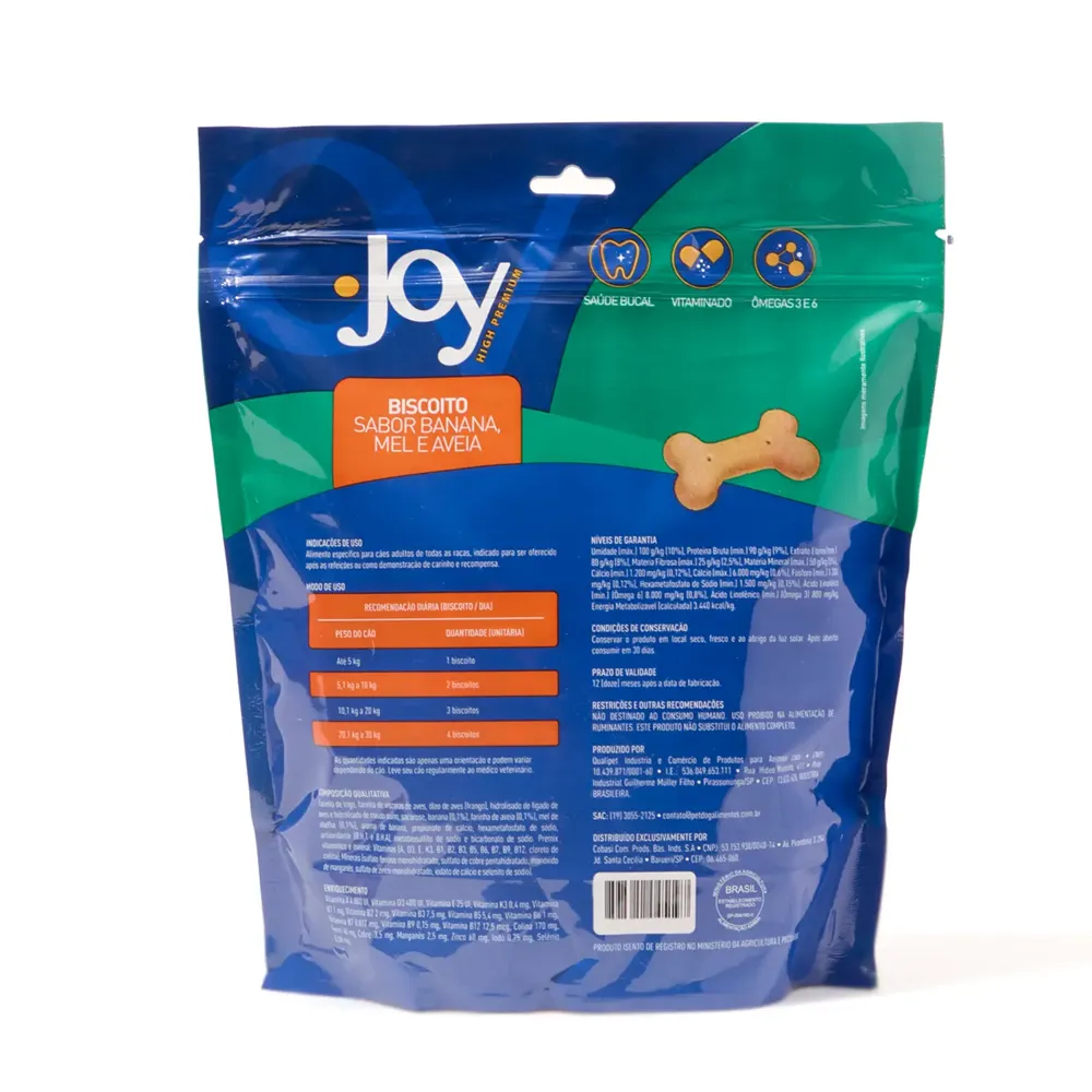 Biscoito Joy para Cães Adultos Banana, Mel e Aveia — foto 3