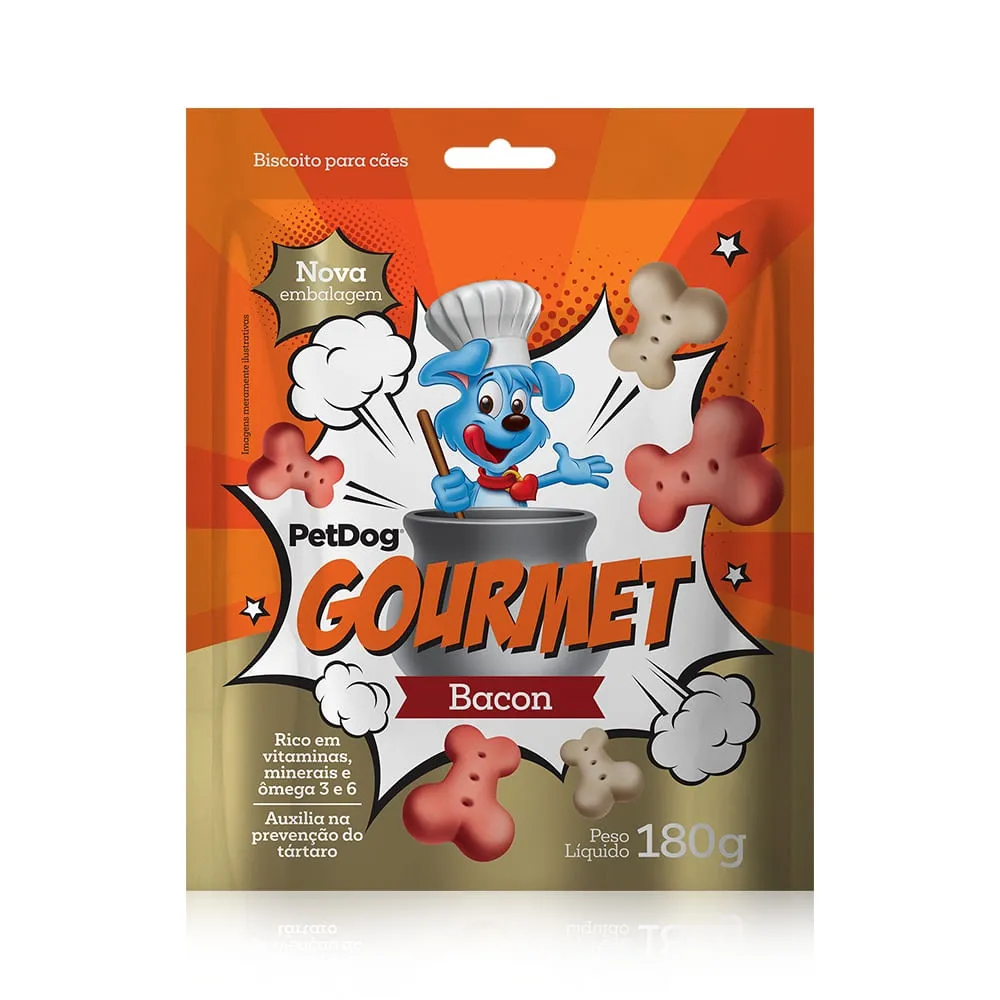 Biscoito para Cães Gourmet Bacon Pet Dog