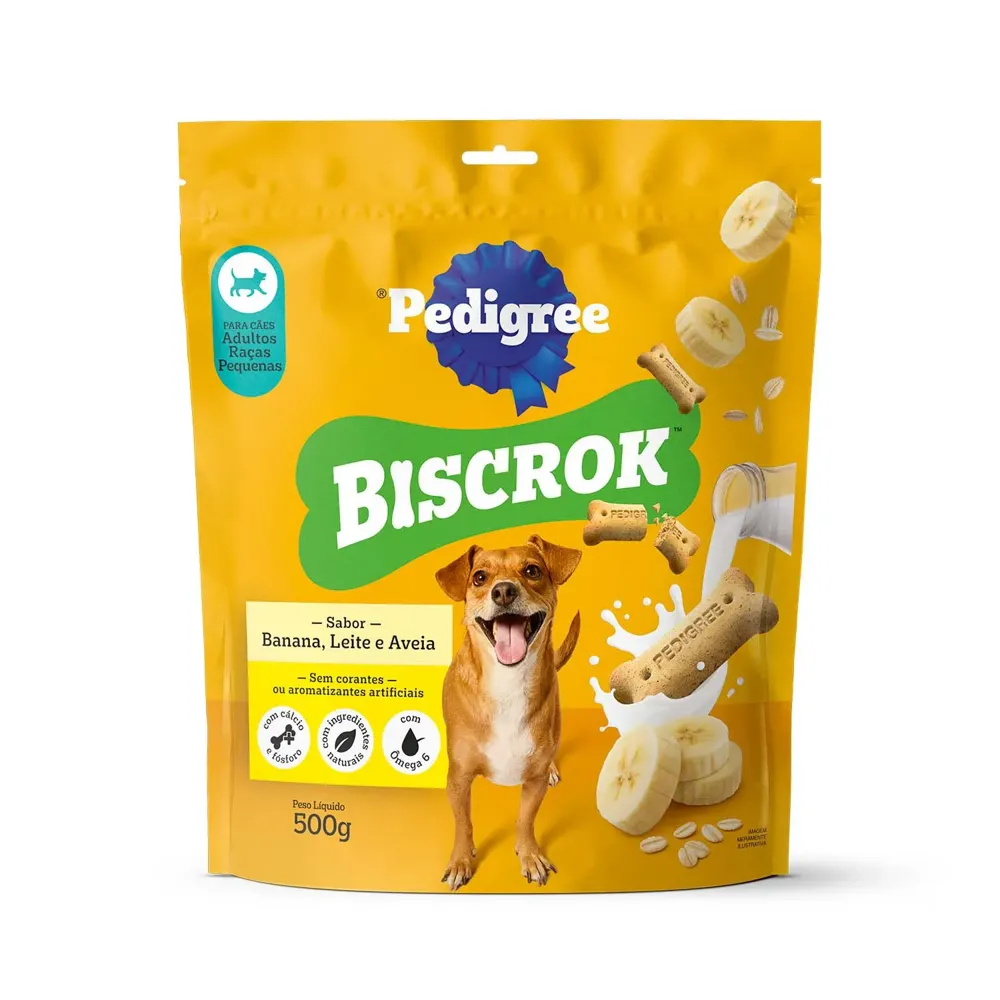 Biscoito Pedigree Biscrok Cães Adultos Raças Pequenas Banana, Leite e Aveia — foto 2