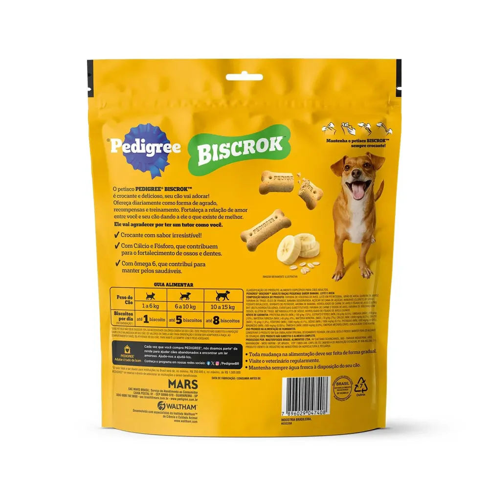 Biscoito Pedigree Biscrok Cães Adultos Raças Pequenas Banana, Leite e Aveia — foto 3