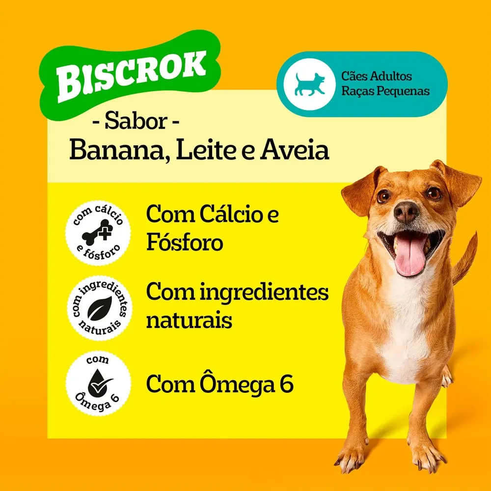 Biscoito Pedigree Biscrok Cães Adultos Raças Pequenas Banana, Leite e Aveia — foto 4