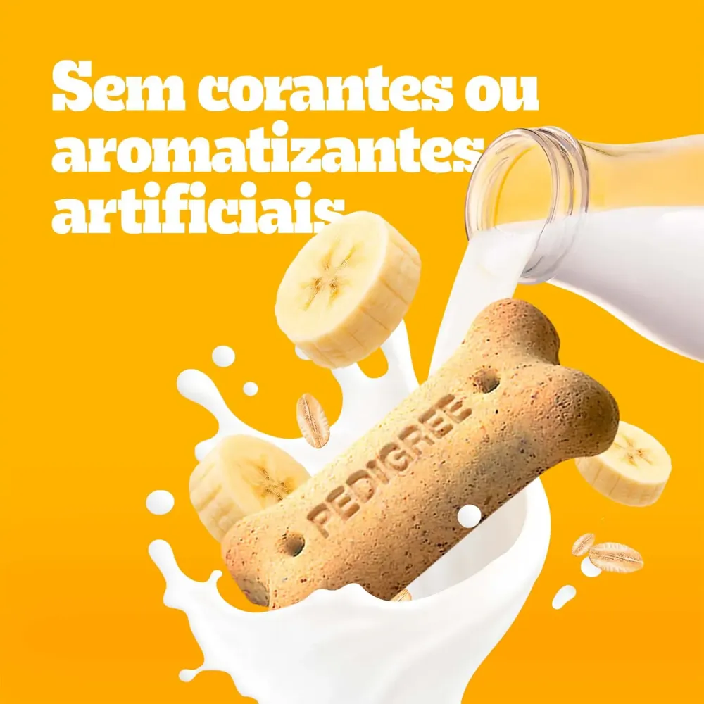 Biscoito Pedigree Biscrok Cães Adultos Raças Pequenas Banana, Leite e Aveia — foto 5