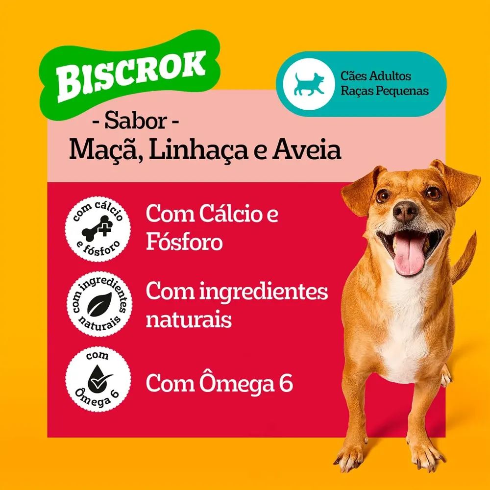 Biscoito Pedigree Biscrok Cães Adultos Raças Pequenas Maçã, Linhaça e Aveia — foto 4
