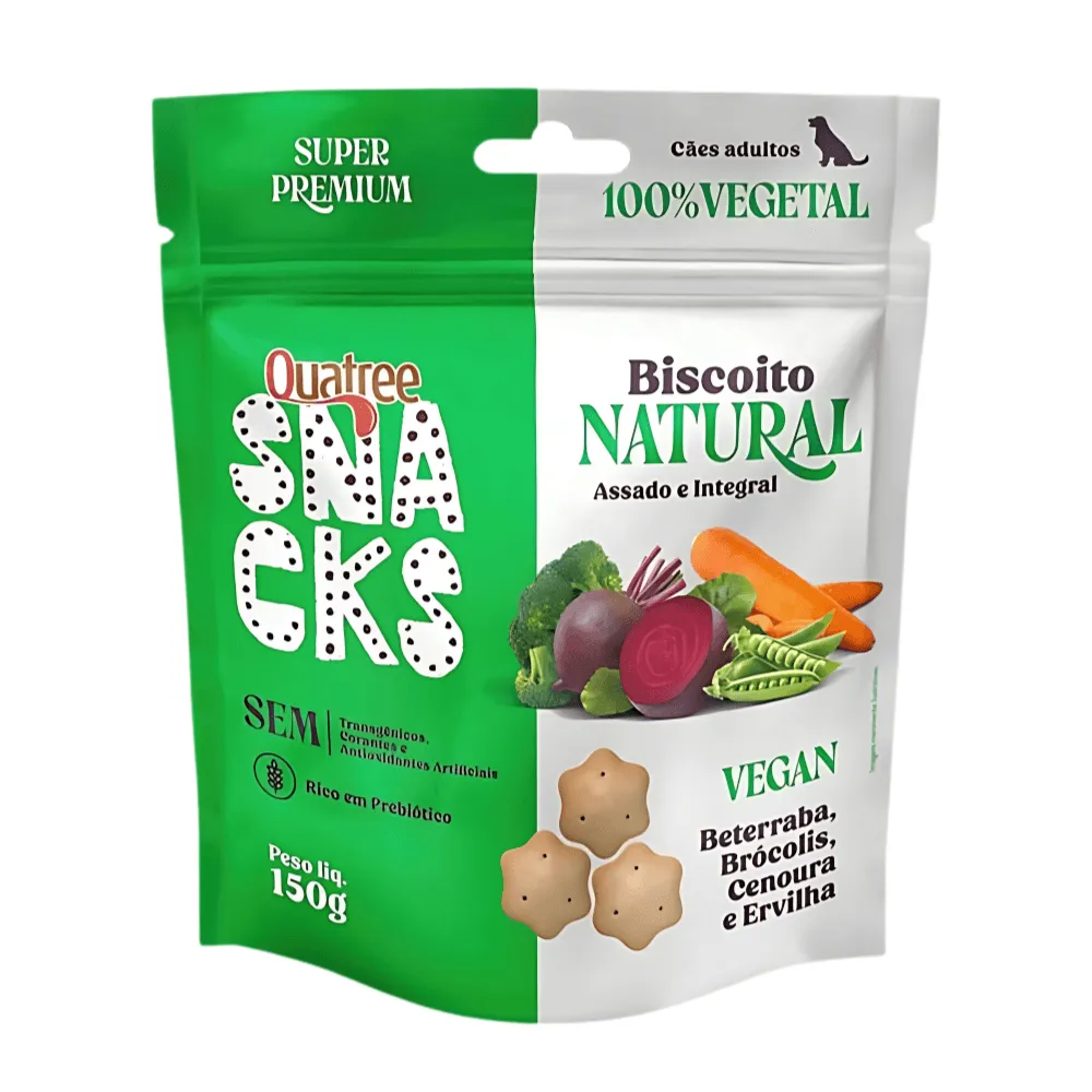 Biscoito Quatree Snacks Vegano para Cães Adultos 150 g