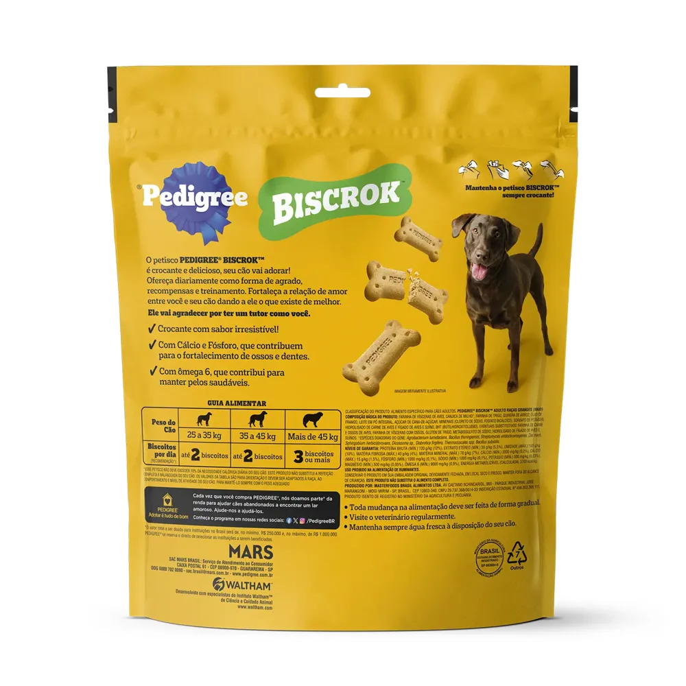 Biscoito Pedigree Biscrok para Cães Adultos Raças Grandes Leite — foto 3