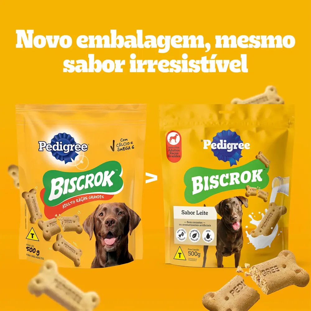 Biscoito Pedigree Biscrok para Cães Adultos Raças Grandes Leite — foto 4