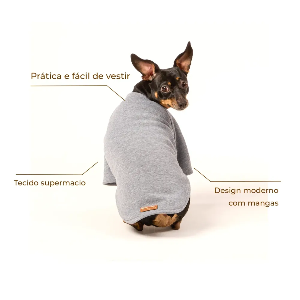 Blusa Moletom com Manga Cinza Fábrica Pet — foto 2