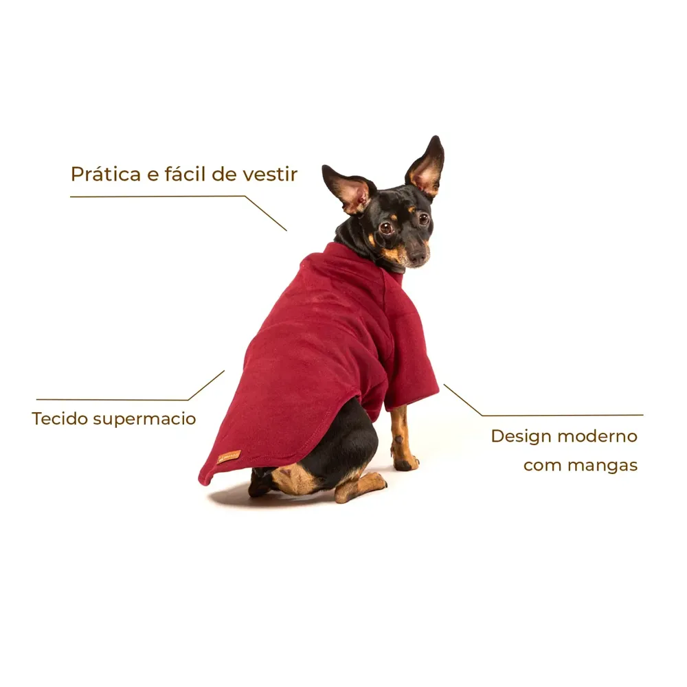 Blusa Moletom Com Manga Vinho Fábrica Pet — foto 2