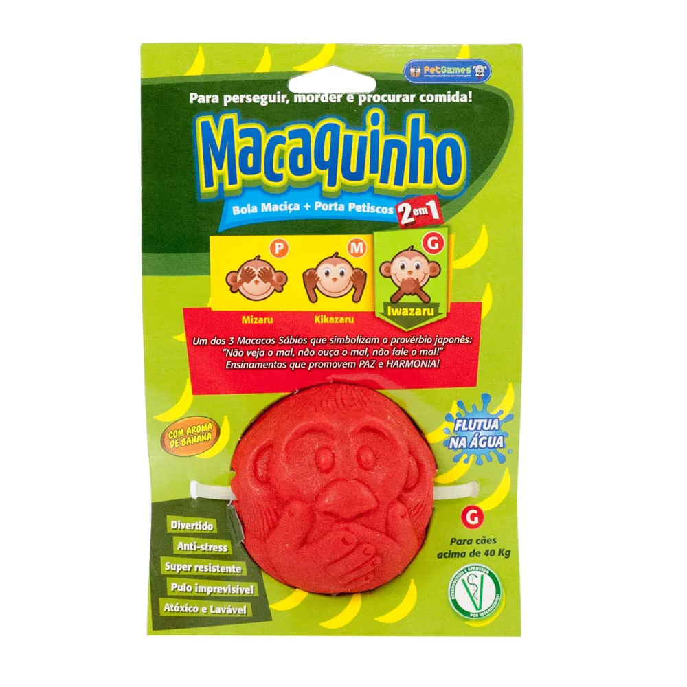 Bolinha Recheável Macaquinho Vermelha Pet Games — foto 2