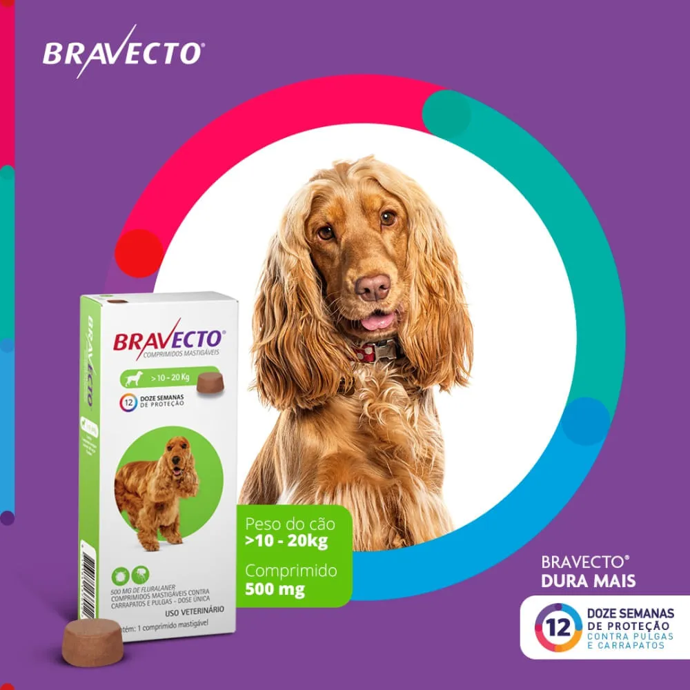 Antipulgas e Carrapatos Bravecto 10 kg a 20 kg Cães 500mg — foto 3
