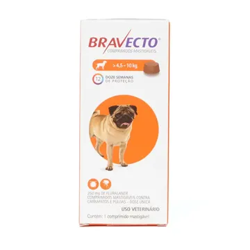 Antipulgas e Carrapatos Bravecto > 4,5 a 10 kg para Cães 250mg