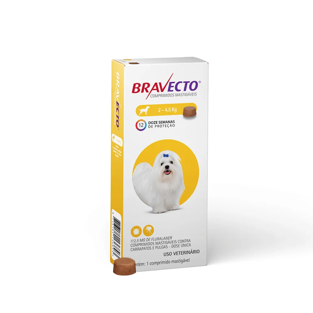 Antipulgas Bravecto 2 a 4,5 kg para Cães 112,5 mg