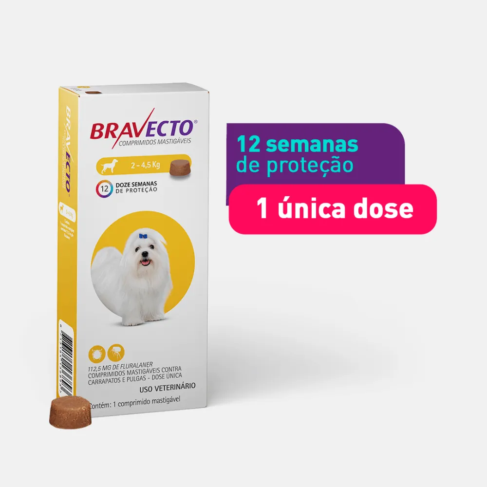 Antipulgas Bravecto 2 a 4,5 kg para Cães 112,5 mg — foto 2