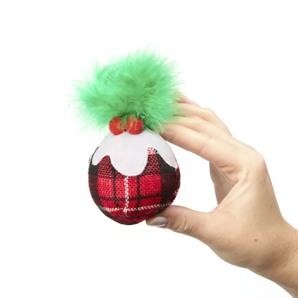 Brinquedo Bola de Natal com Penas Savana Pet — foto 2