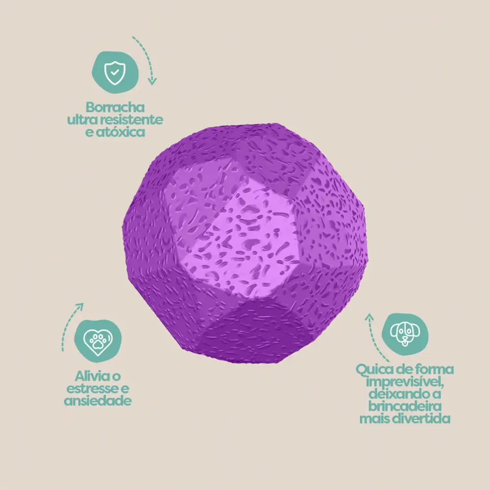Brinquedo Bola Maciça Rocky Ball Stark Pet Roxo — foto 3