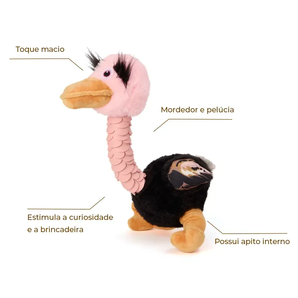 Brinquedo Mordedor Pelúcia Avestruz Jambo Pet — foto 2