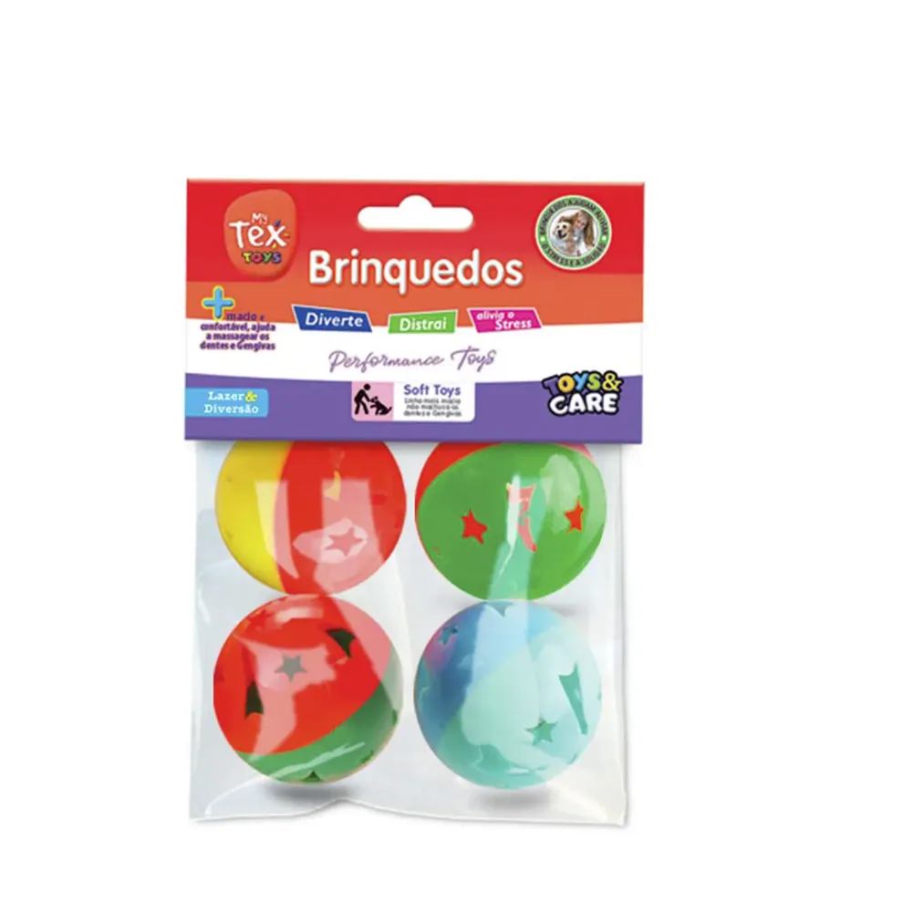 Brinquedo para Gatos Bola com Estrelas 4 Unidades Tex Pets