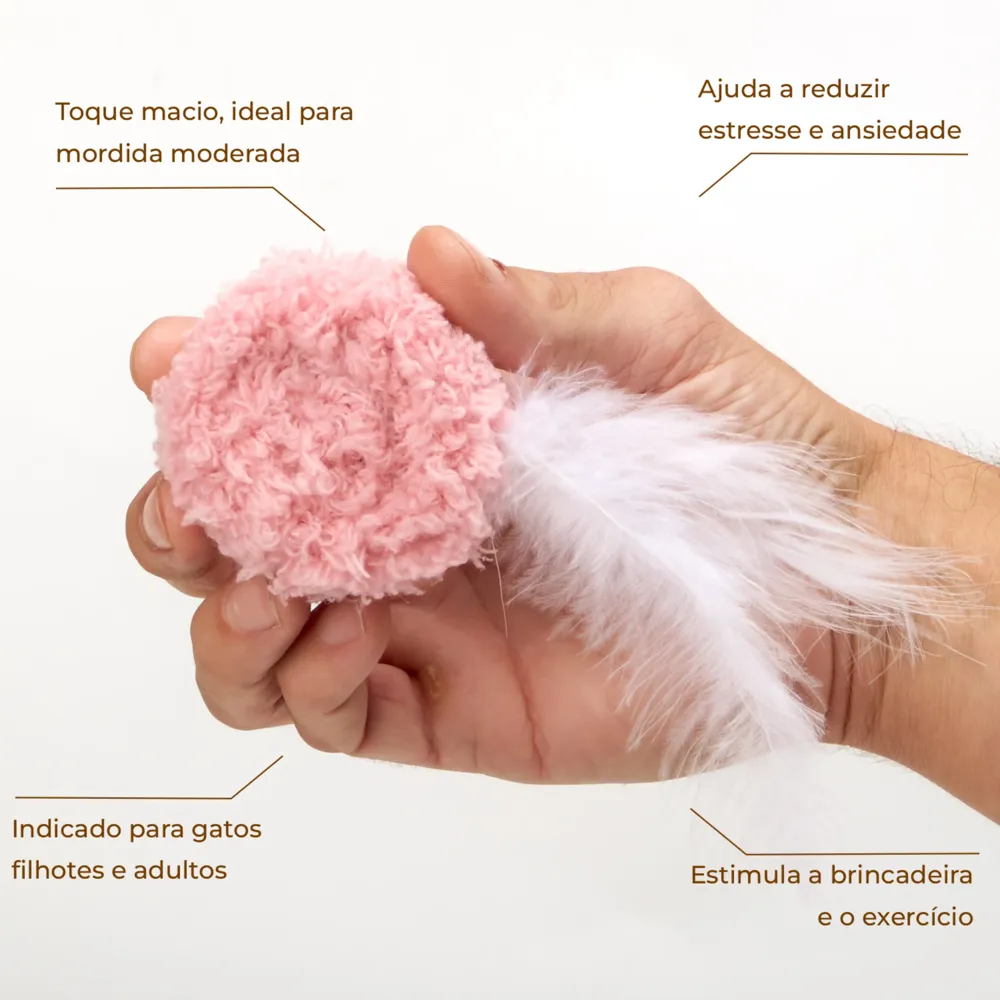 Brinquedo para Gatos Pelúcia Bola com Penas 2 Unidades Flicks — foto 2