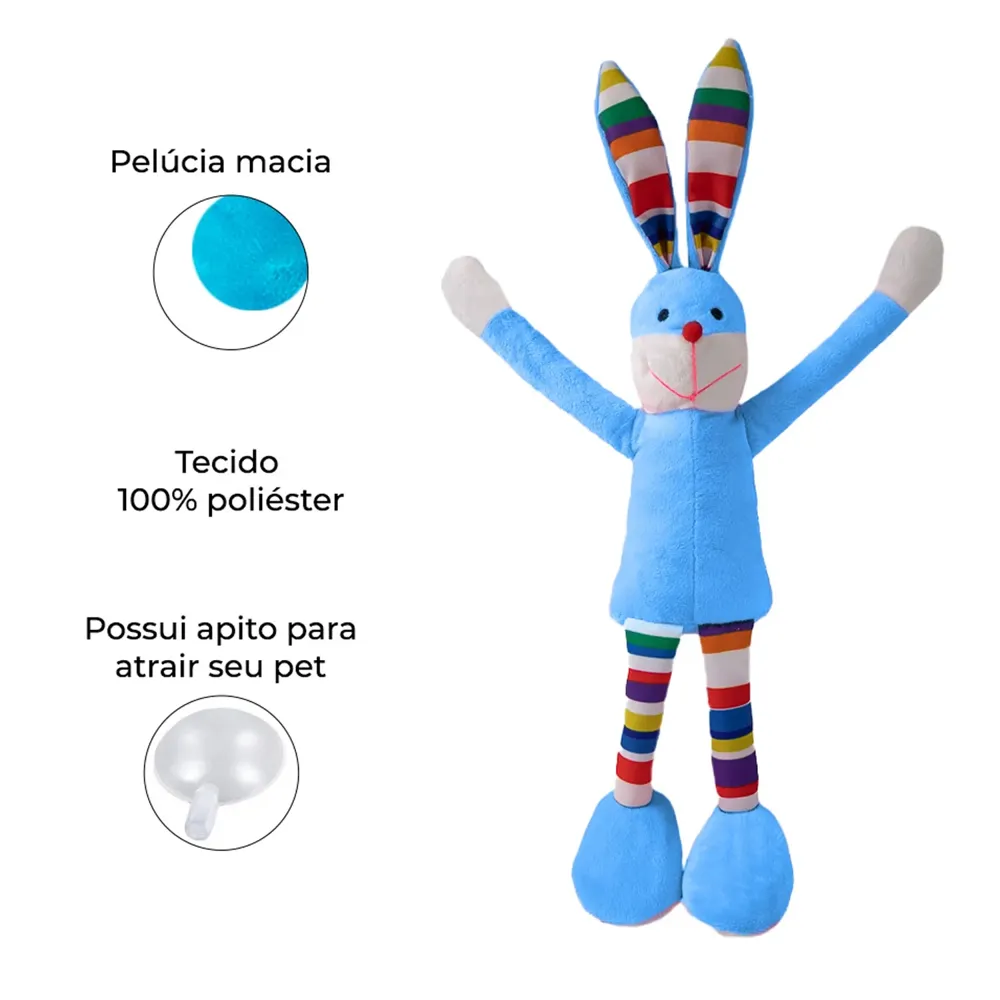 Brinquedo Pelúcia Coelho Pernudo Azul Fabrica Pet — foto 3
